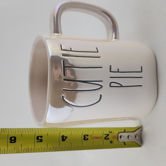 ⭐️2/ $50⭐️ Rae Dunn Artisan White Iridescent Coffee Mug Large Letters CUTIE PIE - Picture 9 of 10